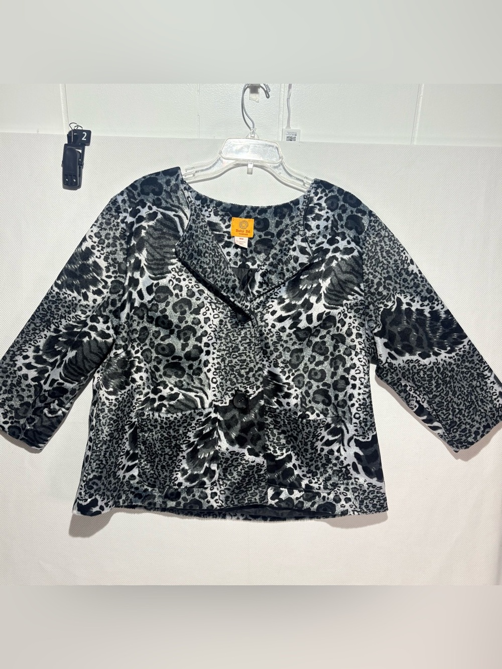 Ruby Rd. Black & White Animal Print Button-Front Top
